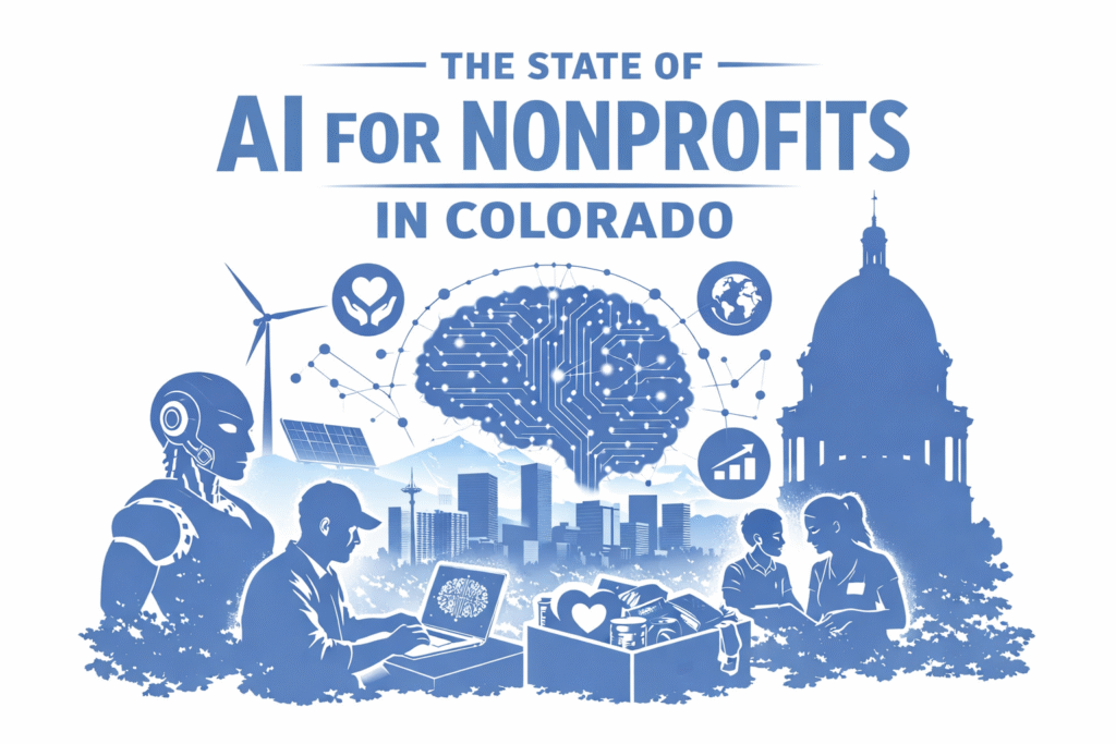 Colorado nonprofit leaders reviewing AI adoption trends and implementation strategies at Denver conference